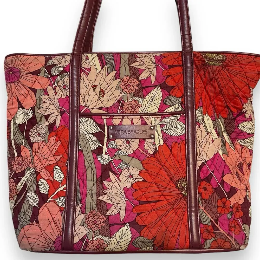 Vera Bradley Red/Pink Bohemian Blooms Purse Tote Bag Women's Multicolor Floral